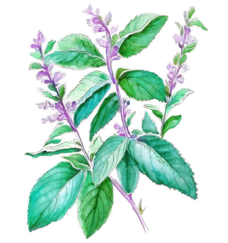 Holy Tulsi 2. kleiner Zeichnung-heiliger-Basilikum-Indireise